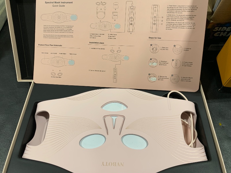 Photo 1 of NVBOTY LED Face Mask Light Therapy, 4 Modes Portable Red Light Therapy for Face with 2000mAh Rechargeable Remote, Blue, Orange, 850NM Infrared & Red Light Mask, 400 LEDs for Anti-Aging, at Home