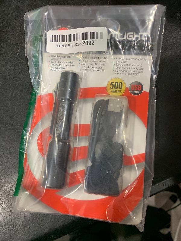 Photo 1 of Streamlight 66320 MacroStream USB 500-Lumen Rechargeable Compact Flashlight with Wrist Lanyard, Hat Clip and USB Cord, Black