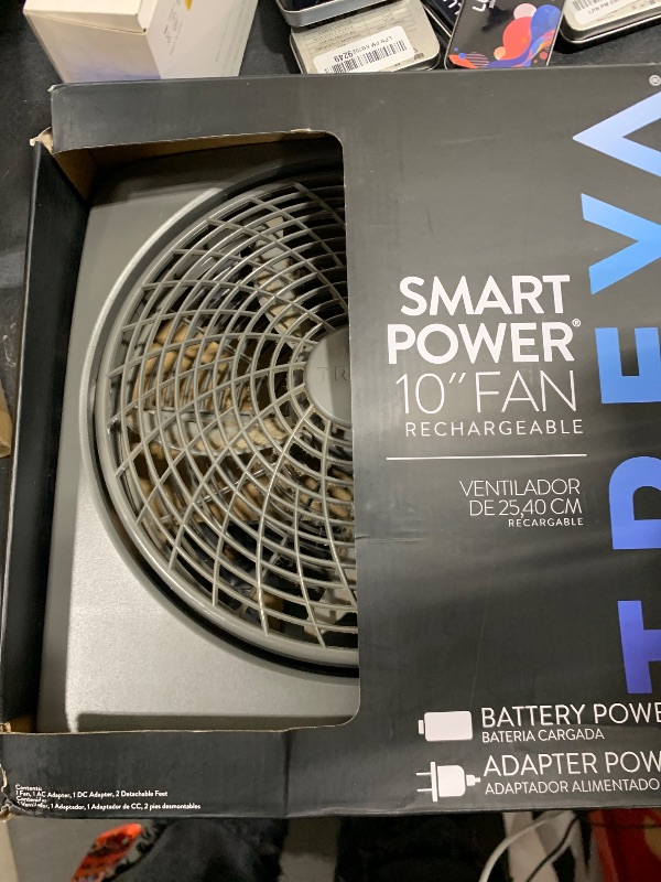 Photo 1 of O2COOL Treva 10 inch Rechargeable Portable Fan Smart Power Air Circulator. Plug-In AC Adapter and Battery Powered, USB Charging Port, For Camping Travel and Indoors Use