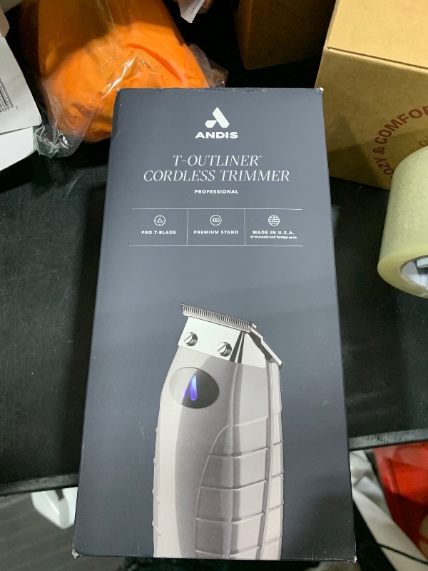Photo 1 of Andis 74055 Professional Corded/Cordless Hair & Beard Trimmer, Zero Gapped, Close Cutting Carbon Steel T-Outliner Blade, Grey