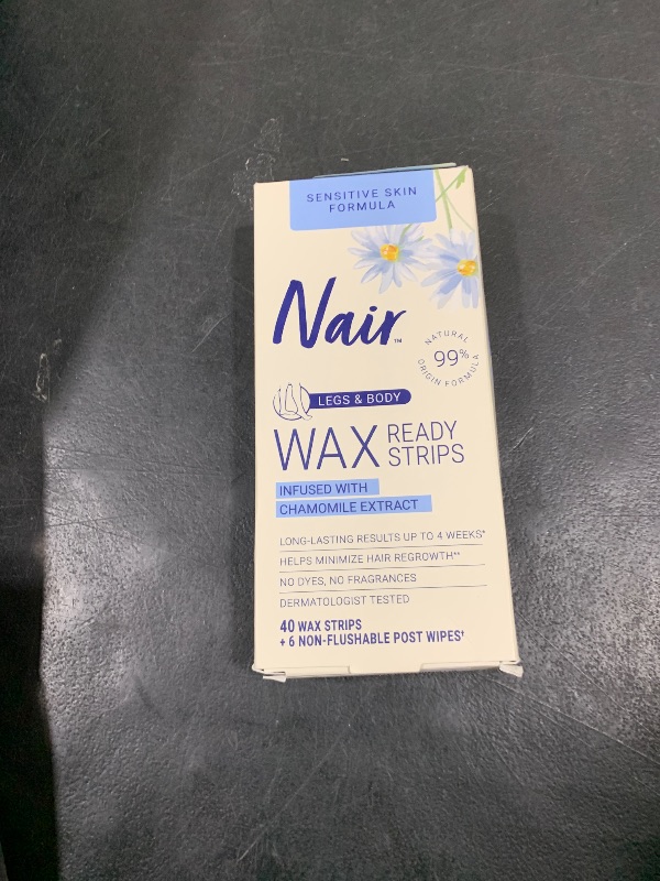 Photo 1 of Nair Sensitive Hair Remover Wax Ready Strips, Legs and Body Hair Removal Wax Strips, 40 Count