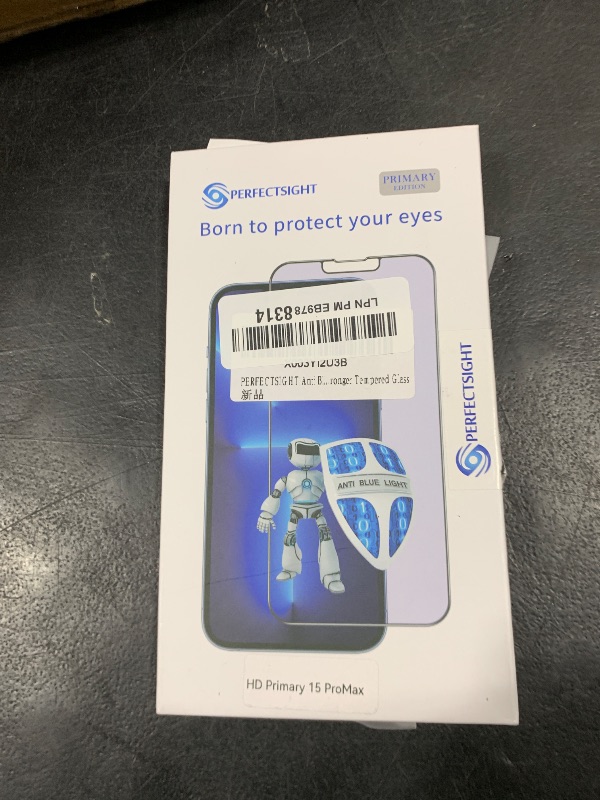 Photo 1 of PERFECTSIGHT Anti Blue Light Screen Protector Compatible with iPhone 15 Pro Max 6.7 inch 2023, Eye Protection Blue Light Blocker, HD Clear Anti Fingerprint Anti Eye Fatigue 8X Stronger Tempered Glass