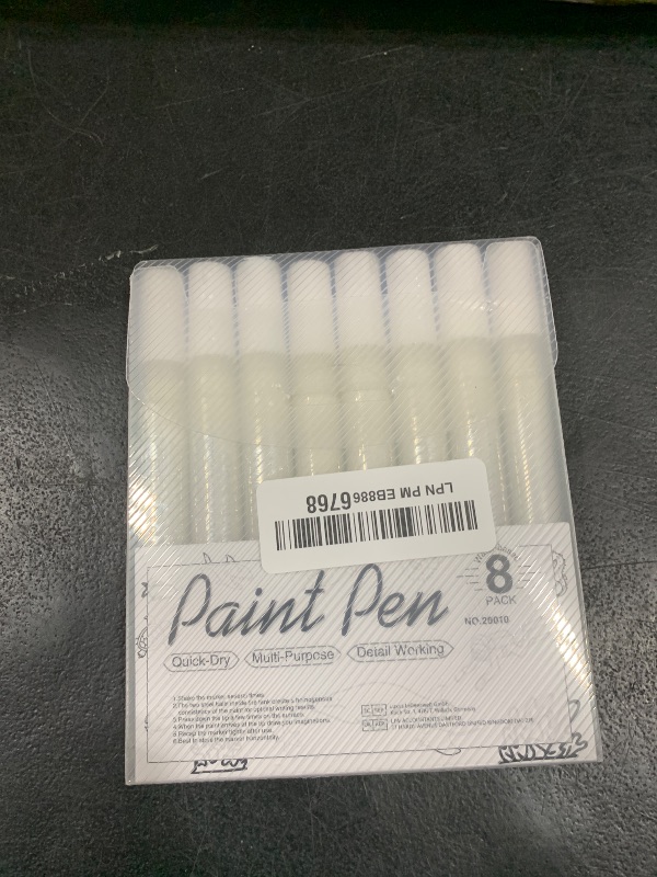 Photo 1 of AKARUED White Acrylic Paint Markers, 8 Pack Acrylic White Paint Pen Sets for Rock Painting, Wood, Stone, Glass, Ceramic, Paper, Drawing, Art Projects, DIY Crafts, Water-Based ink, 2-3mm Medium Tip