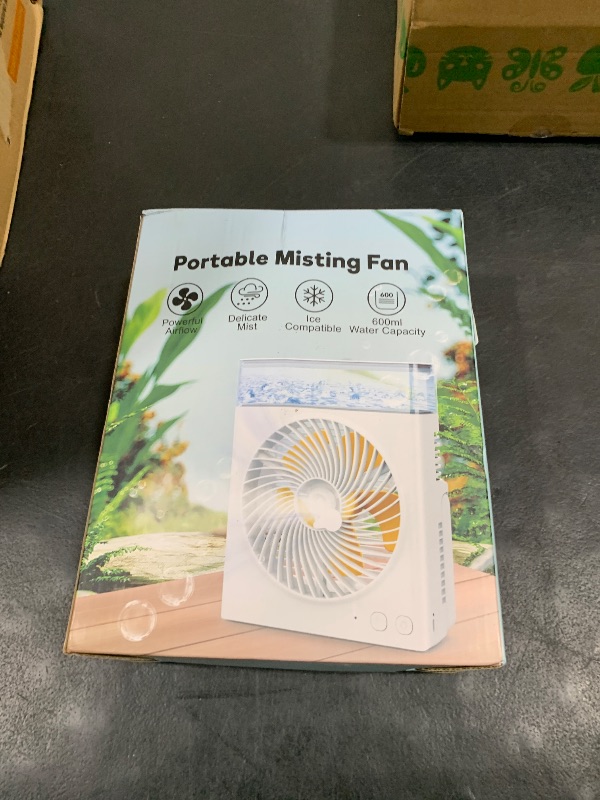 Photo 1 of JINLICTE Portable Misting Fan, 8000mAh 8-Inch Rechargeable Water Cooling Mist Fan with 600mL Water Tank, Quiet USB Battery Powered, Perfect for Camping Home Outside Office Travel