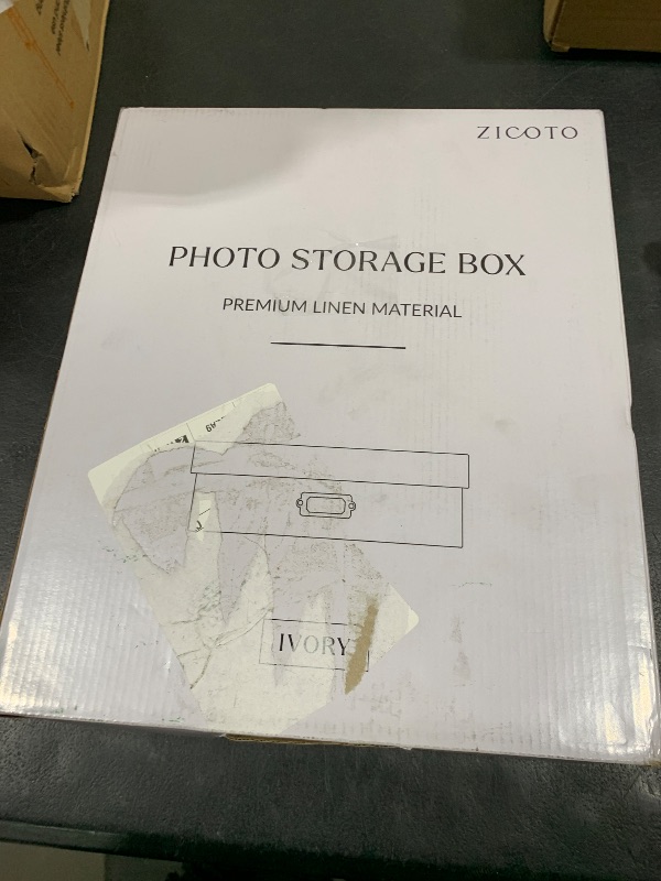 Photo 1 of ZICOTO Decorative Photo Storage Box - Sturdy Linen Photo Organizer with Dividers is Perfect to Store Up to 1700 Pictures and 4x6 Photos - Portable Scrapbook Storage Containers with Lid