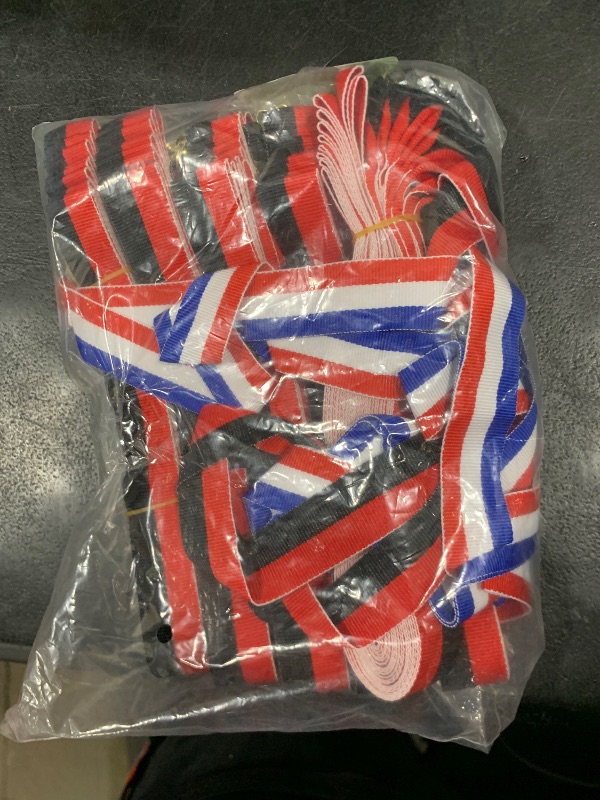 Photo 1 of PATIKIL Award Neck Ribbons with Snap Clips, 66 Pack Polyester Medal Lanyards Blank Award Ribbon for Competitions Achievement Sports Party, Black/Red