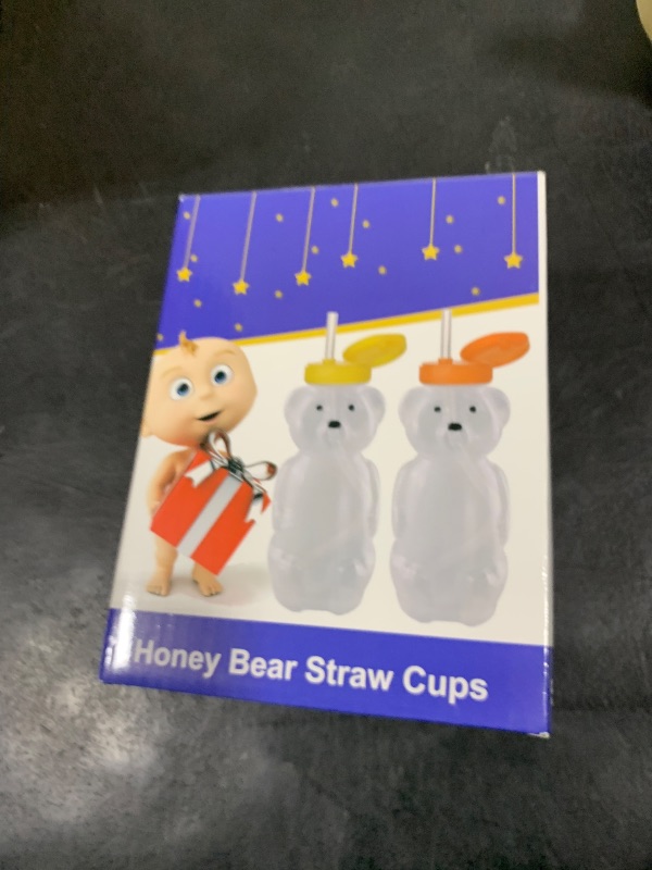 Photo 1 of Honey Bear Straw Cups, Juice Bear Bottle Drinking Cup Long Straws with 4 Flexible Straws & Cleaning Tools, 8-Ounce Therapy Sippy Bottles for Speech and Feeding Training, Food-Grade & BPA Free 2 Pack