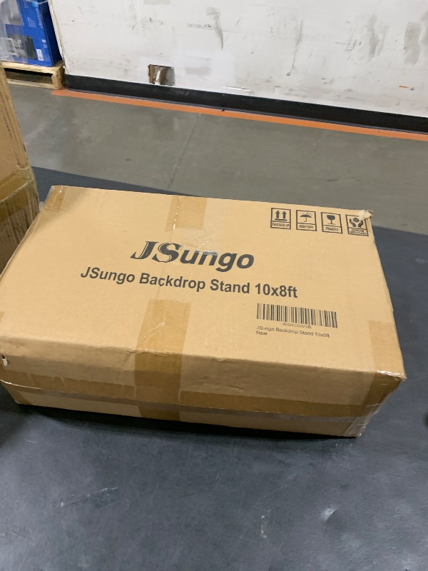 Photo 1 of JSungo 10x8.5 FT Backdrop Stand for Parties, Adjustable Photo Backdrop Stand Kit with Carrying Bag, Portable Background Stand Backdrop for Wedding, Photoshoot, and Photo Studio