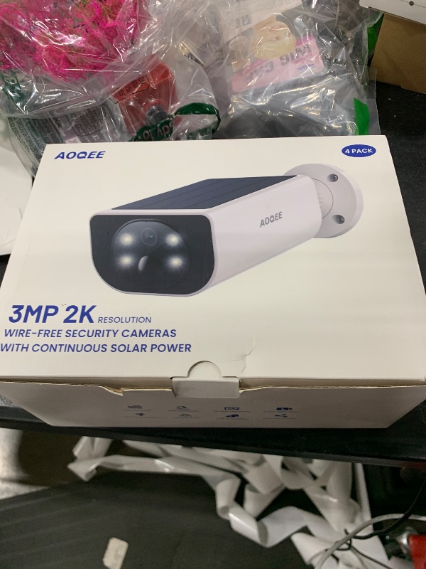 Photo 1 of AOQEE Cameras for Home Security-2K Wireless Security Camera Outdoor with AI Motion Detection & Siren, Non-Stop Solar Powered Charging, Color Night Vision, SD/Cloud Storage, Waterproof, S1 4P