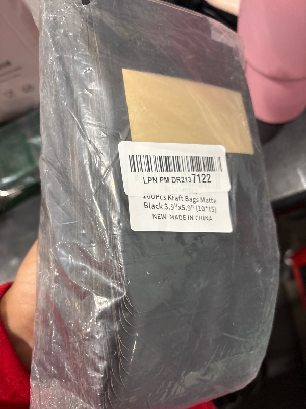 Photo 1 of 100 Pcs Resealable bags,3.9" x 5.9" Stand Up Black Kraft Paper Bags with Matte Window, Zip Lock Food Storage Bags for Packaging Products, Reusable, Sealable