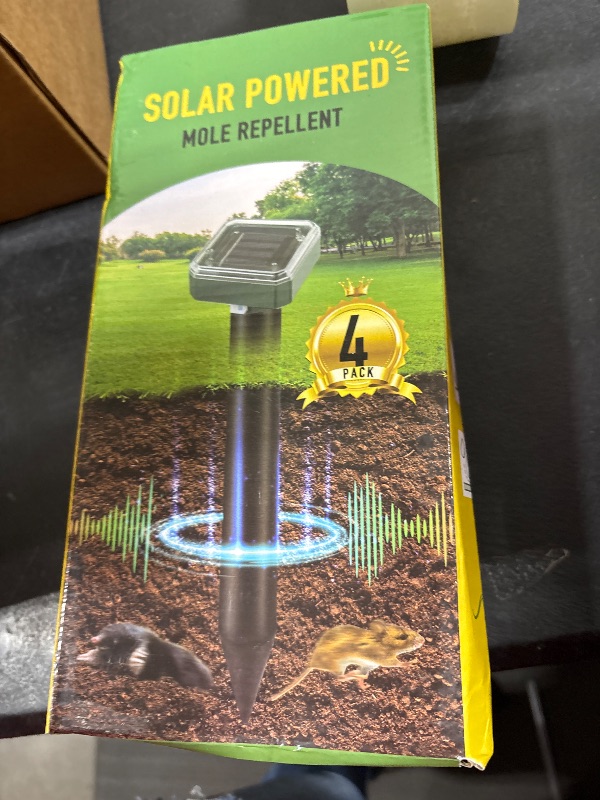 Photo 1 of Mole Repellent for Lawns 4 Pack, Solar Powered Mole Repeller Ultrasonic Gopher Repellent, Outdoor Waterproof Vole Vibration Stakes,Sonic Rat Deterrent Yard for Rodent Groundhog Snake Chipmunk