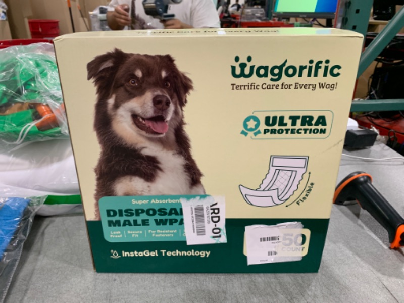Photo 1 of Dog Diapers for Male Dogs: Leakproof, Adjustable, Soft, and Breathable Disposable Diapers for Male Doggie – Perfect for Incontinence, Training, and Travel – 50 Pack Size XL