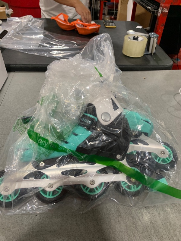 Photo 1 of Teal Inline Skates for Youth Girls Women, 4 Sizes Adjustable Blades Roller Skates with Ankle Support, Adjustable Strap, 84mm Wheels and Soft Boot Fit for Skating, Roller Derby, Street Hockey