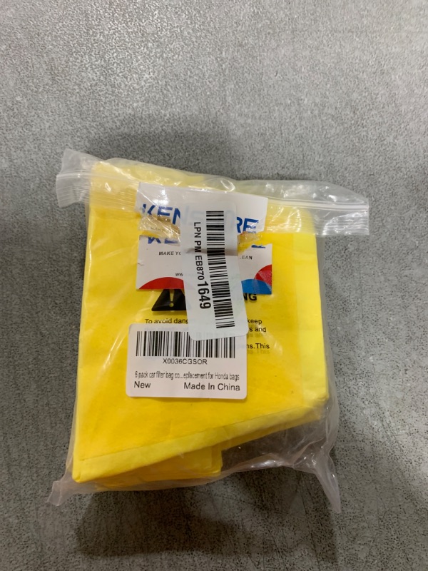 Photo 1 of KENSHIRE 6 pack car filter bag compatible for Odyssey car vacuum bags part 2940380 & 84909-TK8-A01 with built in car vacuum cleaner replacement for Honda bags