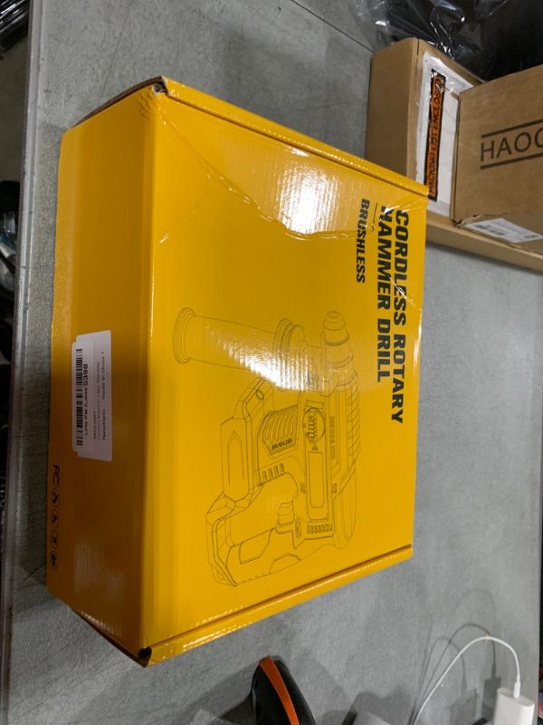 Photo 1 of Cordless Rotary Hammer Drill for De-Walt 20V MAX Battery: Brushless 1 Inch SDS Hammer Drill for Concrete - 4 Mode - 2.5 Joules -1500 RPM - 360° Auxiliary Handle and 4 Drill Bits, Tool Only