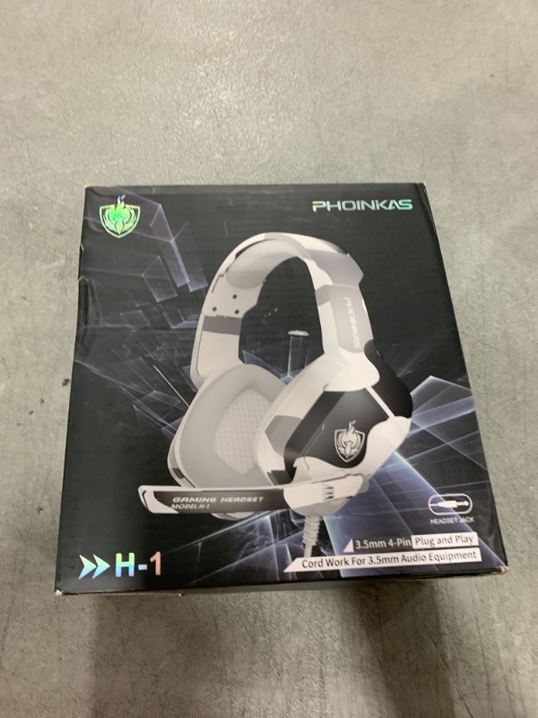 Photo 1 of PHOINIKAS Gaming Headset for PS4, Xbox One, PC, Laptop, Mac, Nintendo Switch, 3.5MM PS4 Stereo Headset Over Ear Headphones with Noise-Cancelling Mic, Bass Surround - Camo