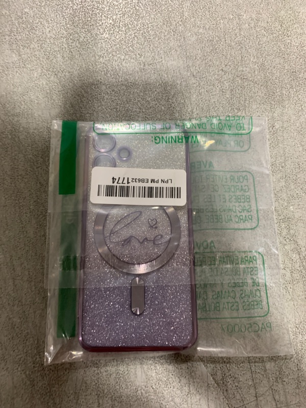 Photo 1 of ZONRW for Samsung Galaxy S24 Case Magnetic,for Women Girl Soft Cute Luxury Love Heart Plating Bling Glitter Gradient Clear Phone Case Compatible with MagSafe Shockproof Back Cover 6.1”-Purple
