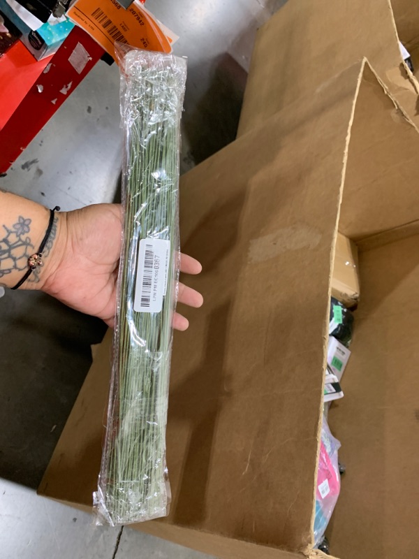 Photo 1 of 16-inch Green Paper Wrapped Flower Stems for Wedding Bouquets, DIY Floral Arrangements (Pack of 100) 16 Gauge Party Decoration Paper Flower Sticks