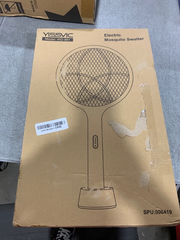 Photo 1 of YISSVIC Electric Fly Swatter 4000V Bug Zapper Racket Dual Modes Mosquito Killer with Purple Mosquito Light Rechargeable for Indoor Home Office Backyard Patio Camping