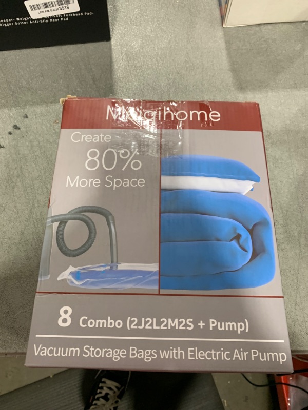 Photo 1 of Vacuum Storage Bags with Electric Air Pump 8 Combo (2 Jumbo/2 Large/2 Medium/2 Small), Travel Vacuum Bags For Luggage, Airtight Compression Bags for Clothes, Pillows, Comforters, Blankets, Bedding