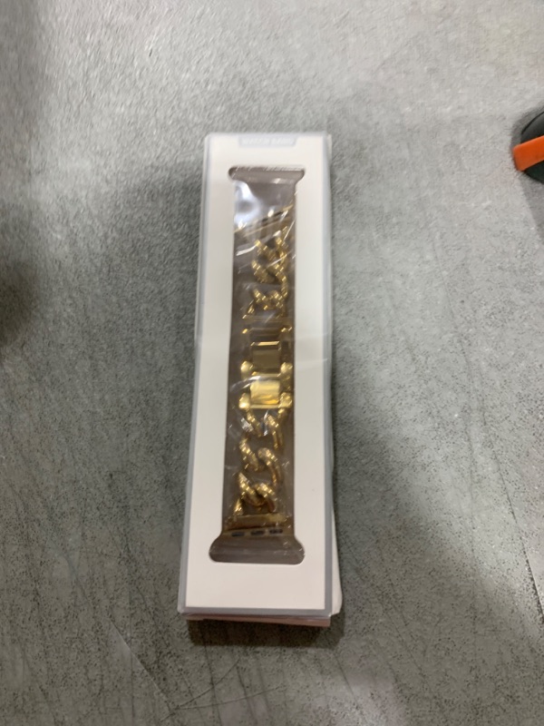 Photo 1 of ALAMHI Compatible Apple Watch Band Gold 38mm 40mm 41mm, Cowboy Chain Compatible Apple Watch Band, Stainless Steel Metal Wristband Women Men Replacement for iWatch SE Series Ultra/10/9/8/7/6/5/4/3