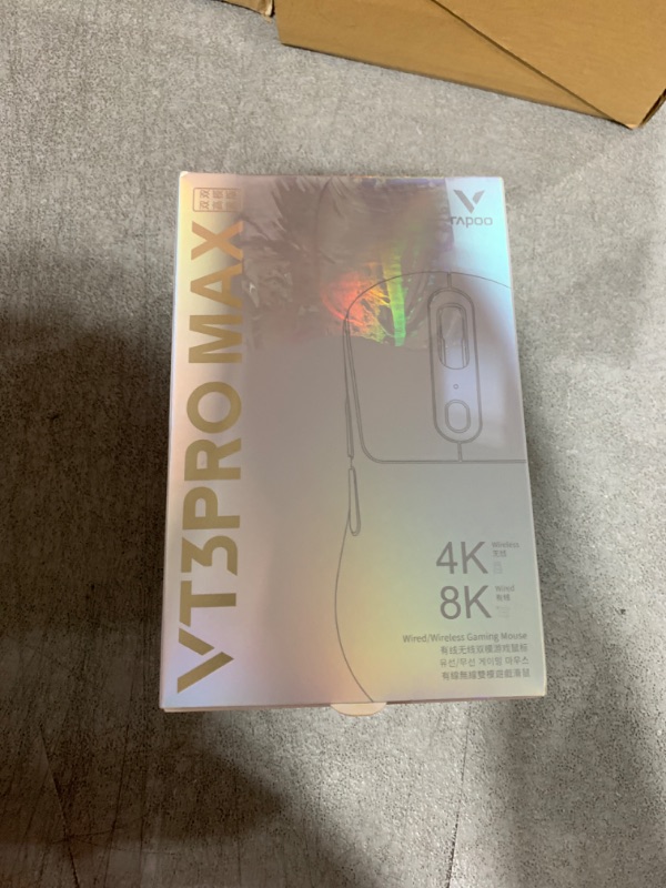 Photo 1 of Rapoo VT3PRO MAX Wireless Gaming Mouse, 59g Superlight, 8KHz Polling, PAW 3950 Ultimate Optical Sensor, 30K Independent X/Y DPI, 1+8 Programmable Buttons, 200H Battery Life, Classic Shape, PC, White