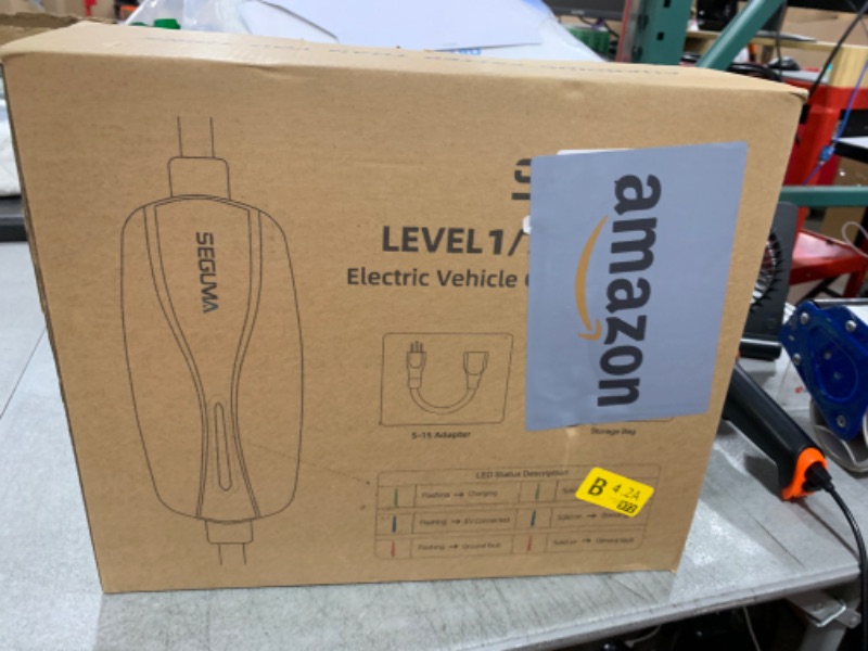 Photo 1 of SEGUMA Level 1/2 Tesla Charger, 16A, 25ft Extension Cable, Dual Voltage 240V NEMA 6-20 Plug & 120V NEMA 5-15 Adapter, NACS Connector, Portable Home Electric Car EV Charger for Tesla Models Y/X/3/S