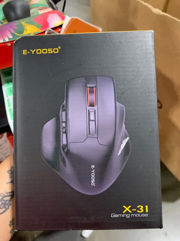 Photo 1 of E-YOOSO Large Wireless Mouse for Big Hands, X-31 Cordless Ergo Computer Mouse, 6 Buttons, 5-Level 4800 DPI, 18 Months Battery Life, for Laptop, PC, Chromebook (Black)
