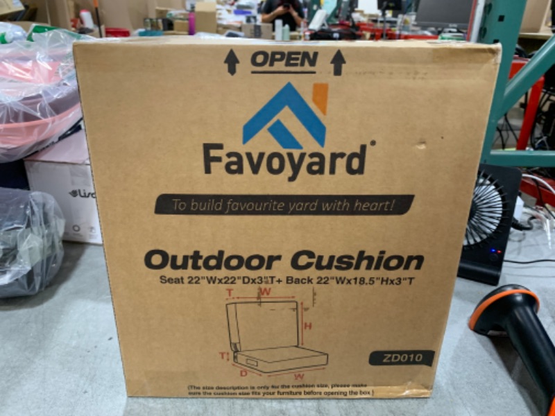 Photo 1 of Favoyard Deep Seat Patio Cushion Set 22 x 22 Inch Waterproof Outdoor Chair Cushions for Patio Furniture with Fade Resistant and Removable Cover with Handle & Adjustable Straps for Patio, Yard, Garden
