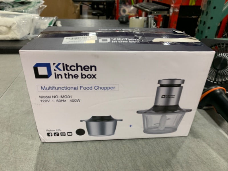 Photo 1 of Kitchen in the box Food Processors,400W All-Copper Motor Meat Grinder & Food Chopper - Electric Vegetable Chopper with 2 Bowls(8 Cup+8 Cup) & 2 Bi-Level Blades for Meat/fish/Vegetable/Baby Food