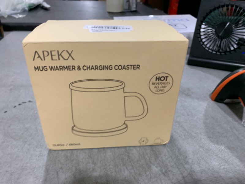 Photo 1 of APEKX Self-Heating Ceramic Coffee Mug - Stable 130°F Temperature, 15W Wireless Phone Charging, 12.8 fl oz Capacity - USB-C Enabled. (White)