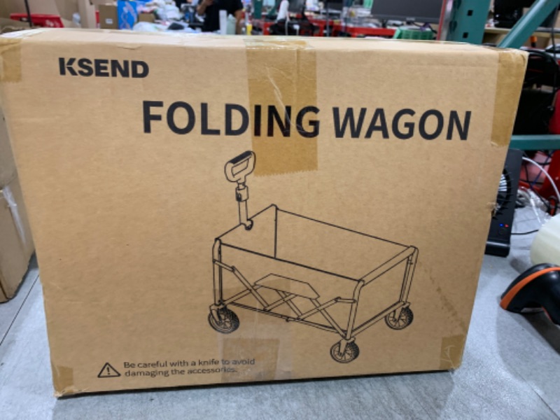 Photo 1 of Ksend Small Collapsible Wagon with Wheels, Foldable Carts with 200lbs Load Capacity, Dog Wagon, Utility Shopping Cart for Groceries, Sports, Camping, Garden, Fishing, Black