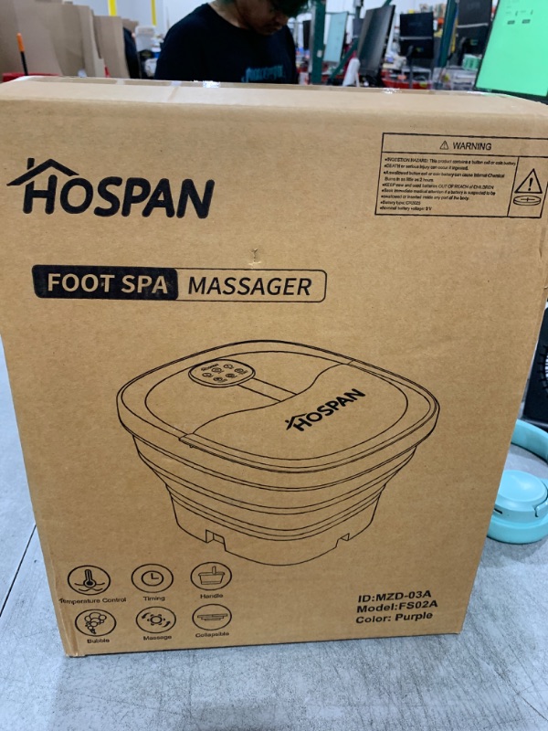 Photo 1 of HOSPAN Collapsible Foot Spa Electric Rotary Massage, Foot Bath with Heat, Bubble, Remote, and 24 Motorized Shiatsu Massage Balls. Pedicure Foot Spa for Feet Stress Relief - FS02A