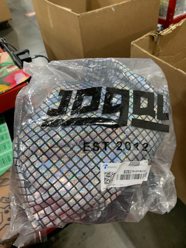Photo 1 of JOGAL Men's 70s Costume Rainbow Sequins Disco Party Dress Short Sleeve Button Down Shirts X-Large A353 Silver 