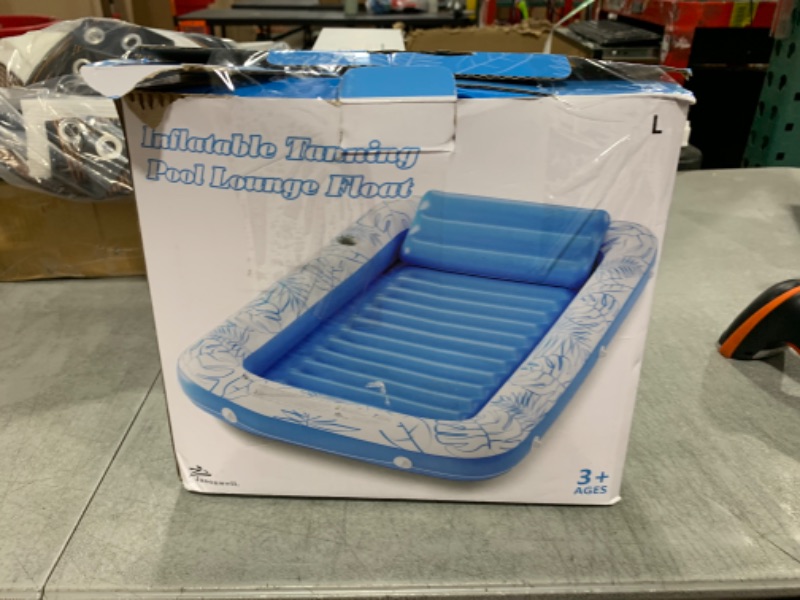 Photo 1 of Inflatable Tanning Pool Lounger Float - Jasonwell 4 in 1 Sun Tan Tub Sunbathing Pool Lounge Raft Floatie Toys Water Filled Bed Mat Pad for Adult Blow Up Kiddie Pool Kids Ball Pit Pool (L)