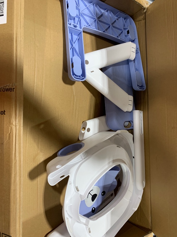 Photo 1 of Rabb 1st Potty Training Seat, Upgrade Toddler Toilet Seat for Kids Boys Girls, 2 in 1 Potty Training Toilet for Kids, Splash Guard Anti-Slip Pad Step Stool(Blue)