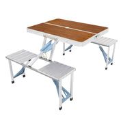 Photo 1 of VINGLI 4 Ft Portable Foldable Camping Picnic Table Set 265 Lbs Support 4-Seats Aluminum Frame Silver
