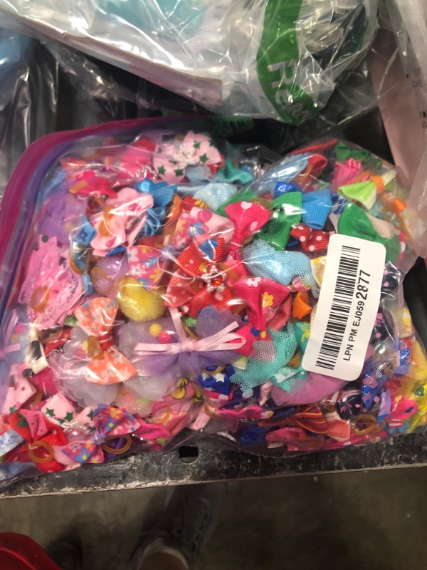 Photo 1 of Hillban 200 Pcs/ 100 Pairs Dog Bows with Rubber Bands Bulk Small Dog Hair Bows Multicolor Dog Grooming Bows Cute Dog Hair Accessories Puppy Bowknot for Puppy Hair Decor