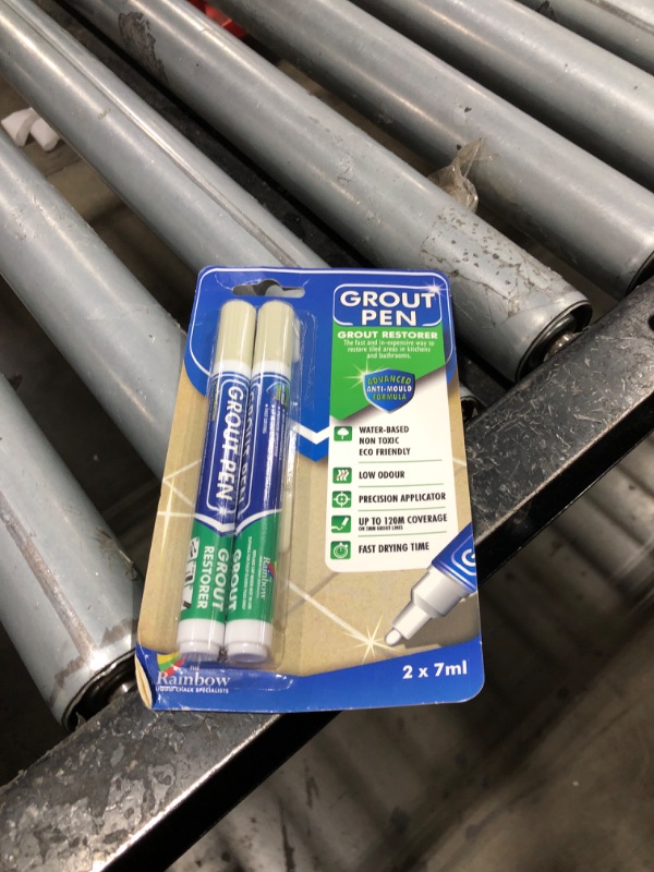 Photo 1 of Grout Pen Ivory Tile Paint Marker: Waterproof Grout Paint, Tile Grout Colorant and Sealer Pen - Narrow 5mm, 2 Pack with Extra Tips (7mL) - Ivory