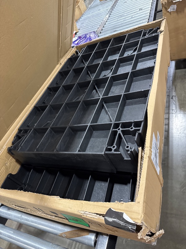 Photo 1 of ELAFROS Large Heavy Duty Plastic Utility Cart Flat top 42.5 x 25 Inch - Work Cart Flat Shelves and Full Swivel Wheels Holds up to 550 lbs - 2 Tier Service Cart for Warehouse,Garage, Cleaning Black
