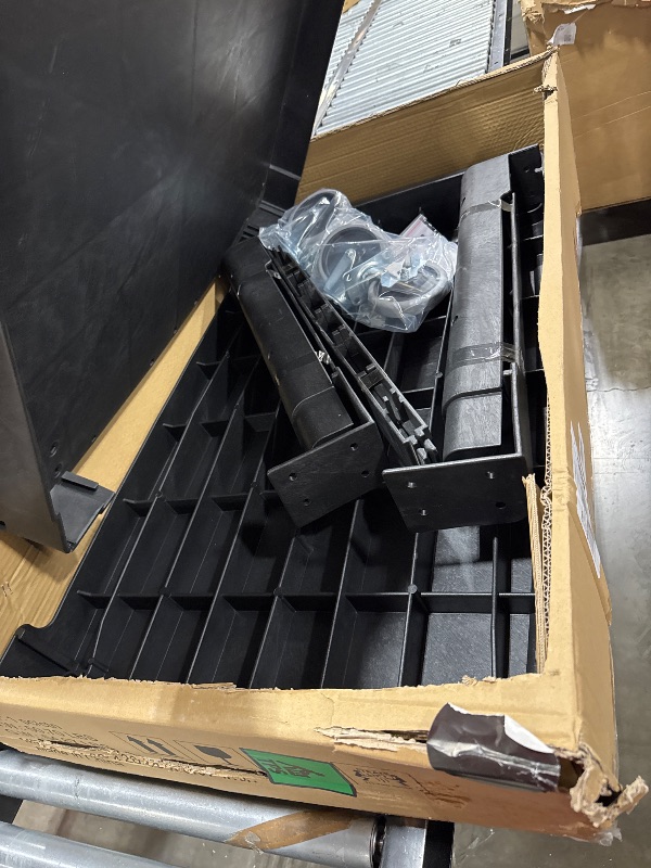 Photo 1 of ELAFROS Large Heavy Duty Plastic Utility Cart Flat top 42.5 x 25 Inch - Work Cart Flat Shelves and Full Swivel Wheels Holds up to 550 lbs - 2 Tier Service Cart for Warehouse,Garage, Cleaning Black