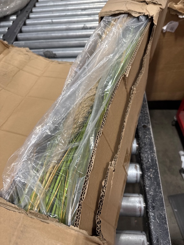 Photo 1 of KOL 5ft 2-Pack Artificial Pampas Grass, 59’’ Indoor Outdoor Fake Onion Reed Grass, Home Office Garden Wedding Decor, Lifelike Plants Flowers in Pot, Faux Dried Plant Greenery, Housewarming Gift