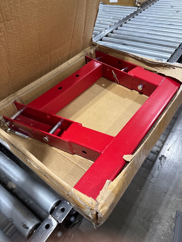 Photo 1 of Folding Hydraulic Engine Hoist 2 Ton, Cherry Picker Shop Crane with 6 Casters and Telescopic Boom, 4400 Lbs Capacity Heavy Duty Engine Hoist Crane Lift for Garage, Workshop, Automotive Repair, Red