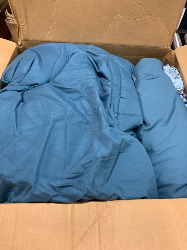 Photo 1 of Boho Comforter Set King Size 8 Pieces, Teal Blue Comforter Bohemian Striped Bed in A Bag, Soft Microfiber Bedding Set for All Seasons