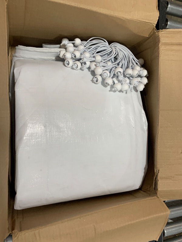 Photo 1 of 10'x20' Upgraded Carport Replacement Top Canopy Cover for Car Garage Shelter Tent Party Tent with Ball Bungees White (Only Top Cover, Frame is not Included)