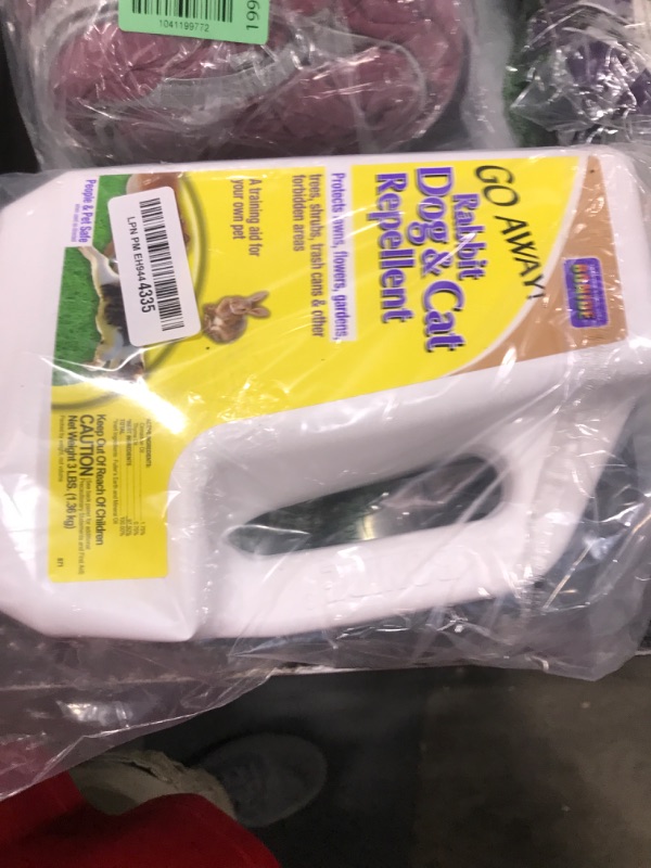 Photo 1 of Bonide Go Away! Rabbit, Dog, & Cat Repellent Granules, 3 lbs Ready-to-Use, Keep Dogs off Lawn, Garden, Mulch & Flower Beds