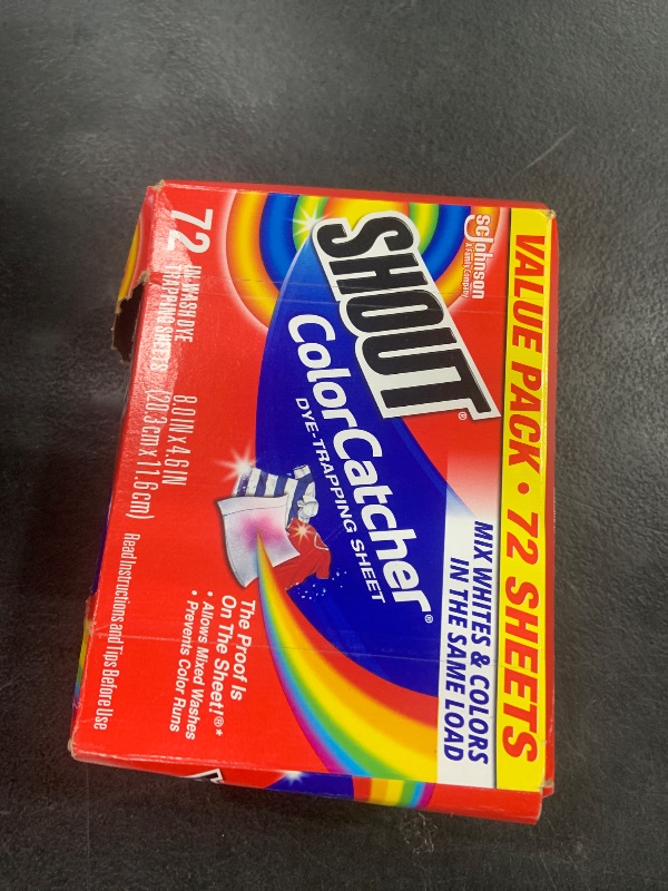 Photo 1 of Shout Color Catchers for Laundry, Allow Mixed Washes, Prevents Color Runs and Maintains Original Clothing, 72 Count