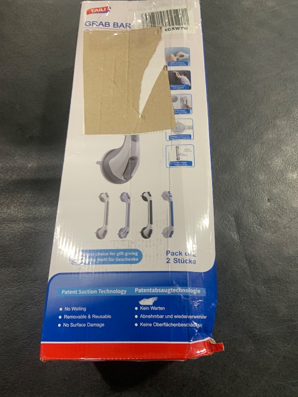 Photo 1 of TAILI Grab Bars for Bathtubs and Showers 2 Pack Suction Grab Bar, Heavy Duty Shower Handle Removable Bath Handrails for Seniors and Elderly, Bathroom Safety Grip No Drilling Waterproof,Grey