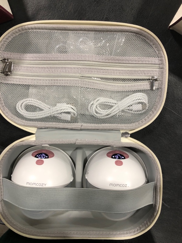 Photo 1 of Momcozy Breast Pump Hands Free M5, Wearable Breast Pump of Baby Mouth Double-Sealed Flange with 3 Modes & 9 Levels, Electric Breast Pump Portable - 24mm, 2 Pack Cozy Red