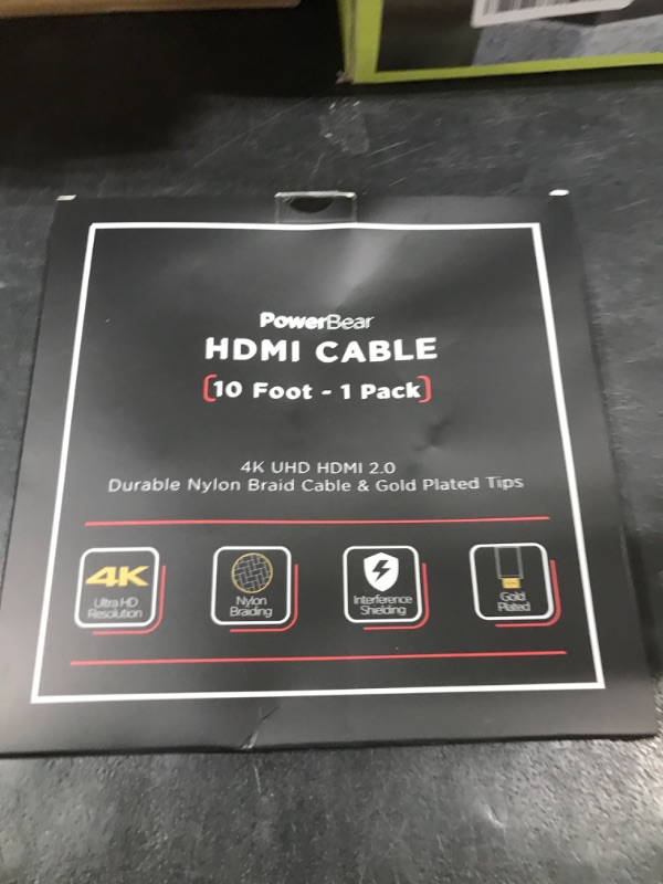 Photo 1 of PowerBear 4K HDMI Cable 10 ft | High Speed Hdmi Cables, Braided Nylon & Gold Connectors, 4K @ 60Hz, Ultra HD, 2K, 1080P, ARC & CL3 Rated | for Laptop, Monitor, PS5, PS4, Xbox One, Fire TV, & More